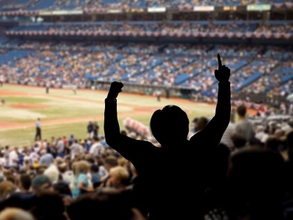 Sports Fan in Crowd Cheering